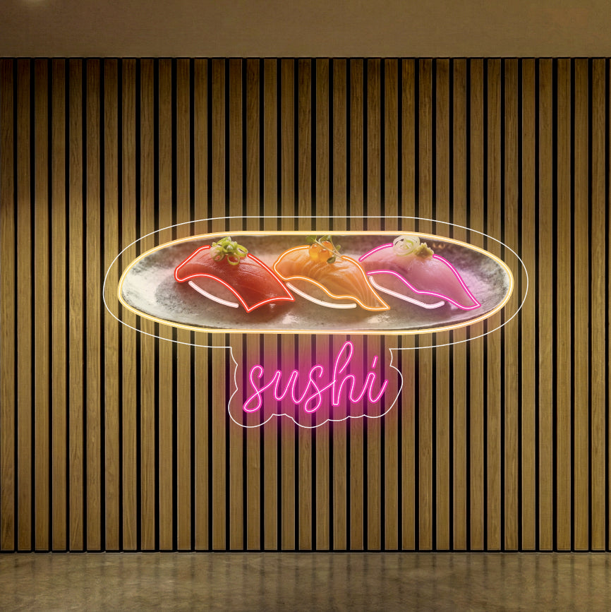 Sushi z napisem - neon LED z nadrukiem