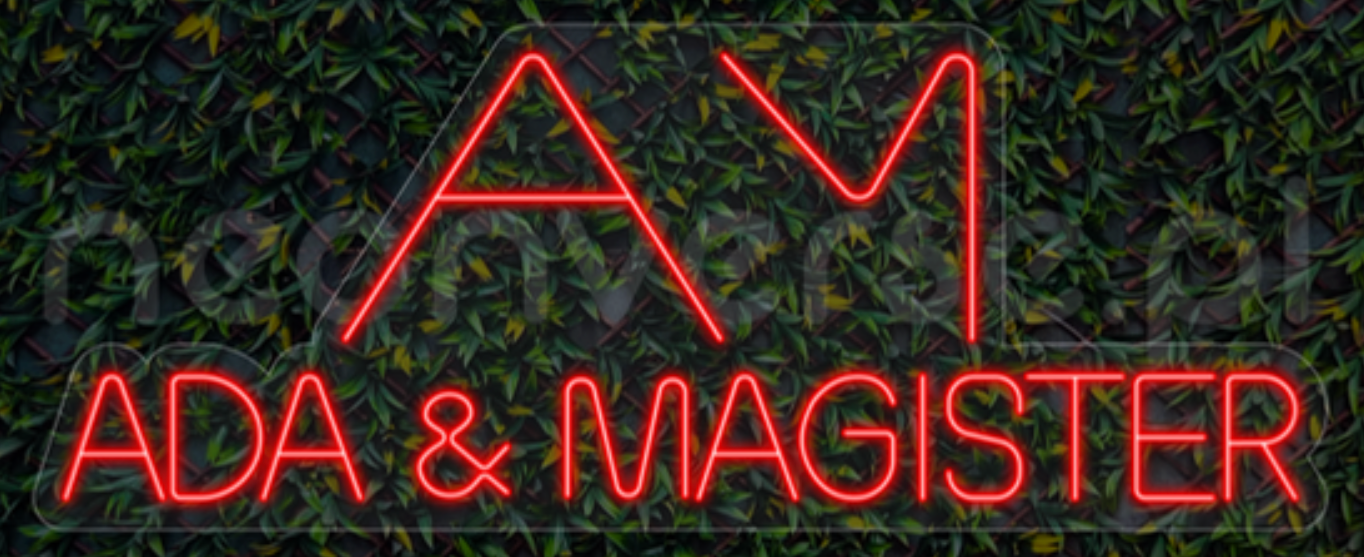Neon LED "AM Ada&Magister" 80cm szerokości z podkładem