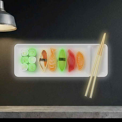 Sushi z pałeczkami - neon LED z nadrukiem