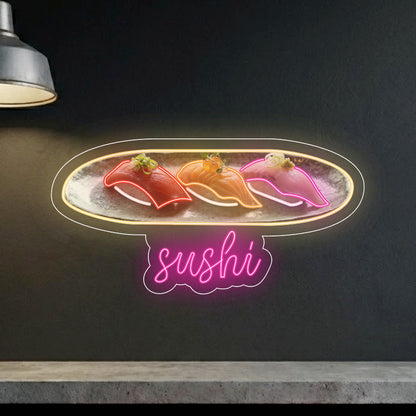 Sushi z napisem - neon LED z nadrukiem
