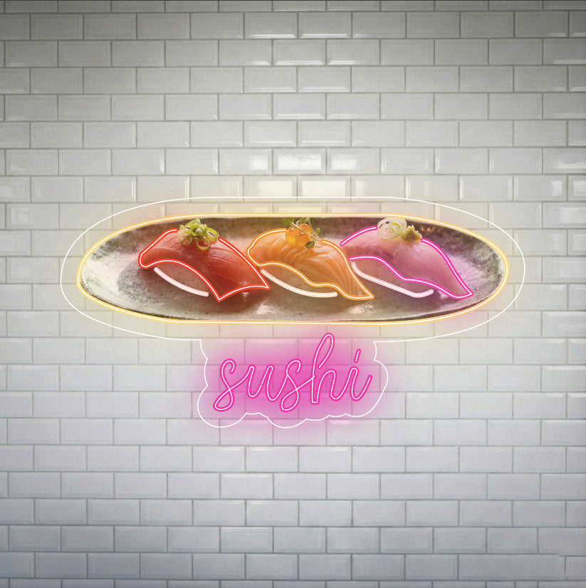 Sushi z napisem - neon LED z nadrukiem