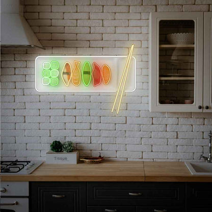 Sushi z pałeczkami - neon LED z nadrukiem