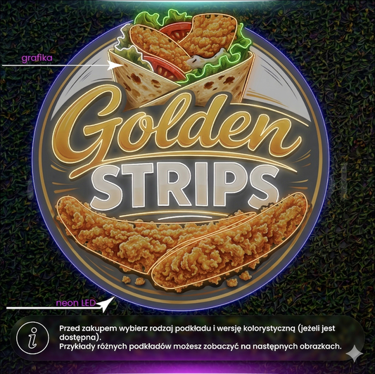 Golden Strips sygnet na szarym tle