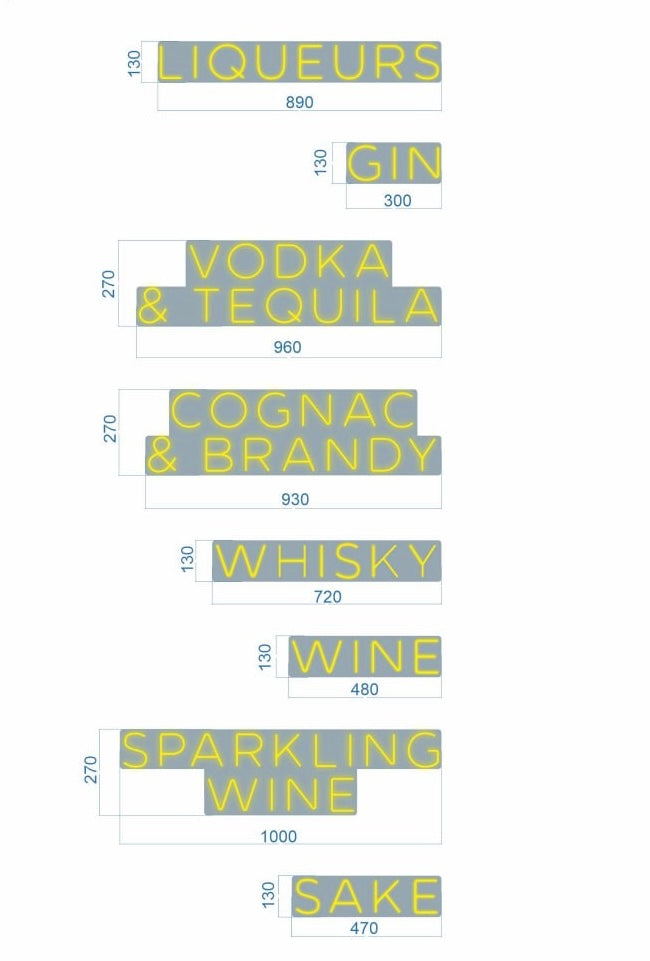 Liqueurs komplet neonów