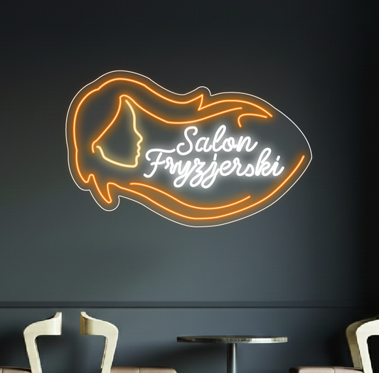 Salon fryzjerski - neon LED