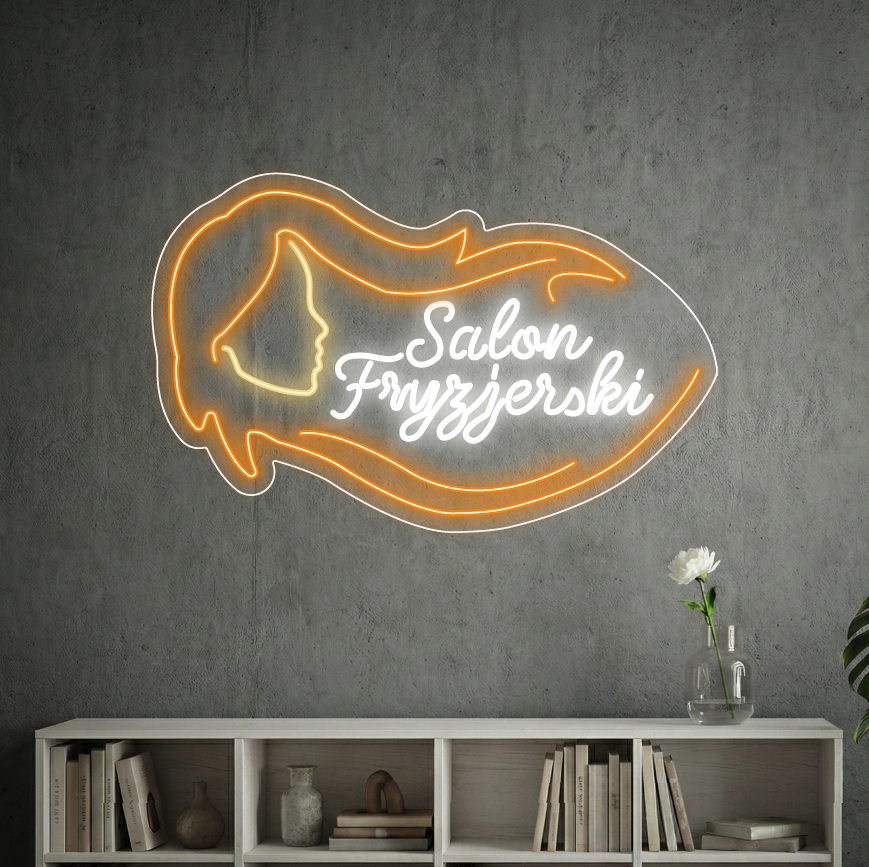 Salon fryzjerski - neon LED