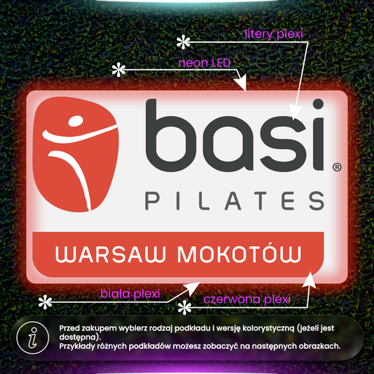 Basi Pilates pełne logo podświetlone