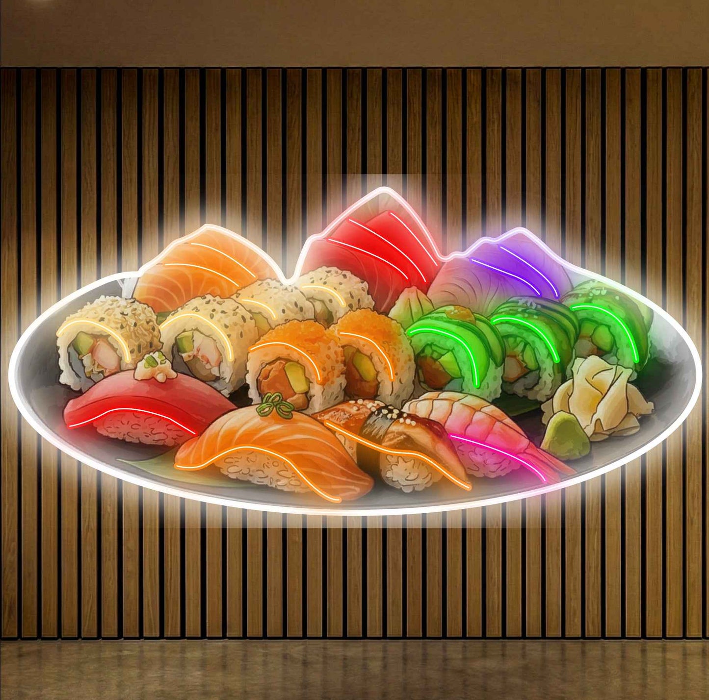 Neon Sushi na talerzu