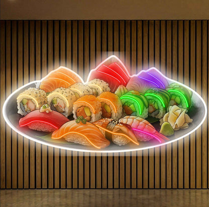 Neon Sushi na talerzu