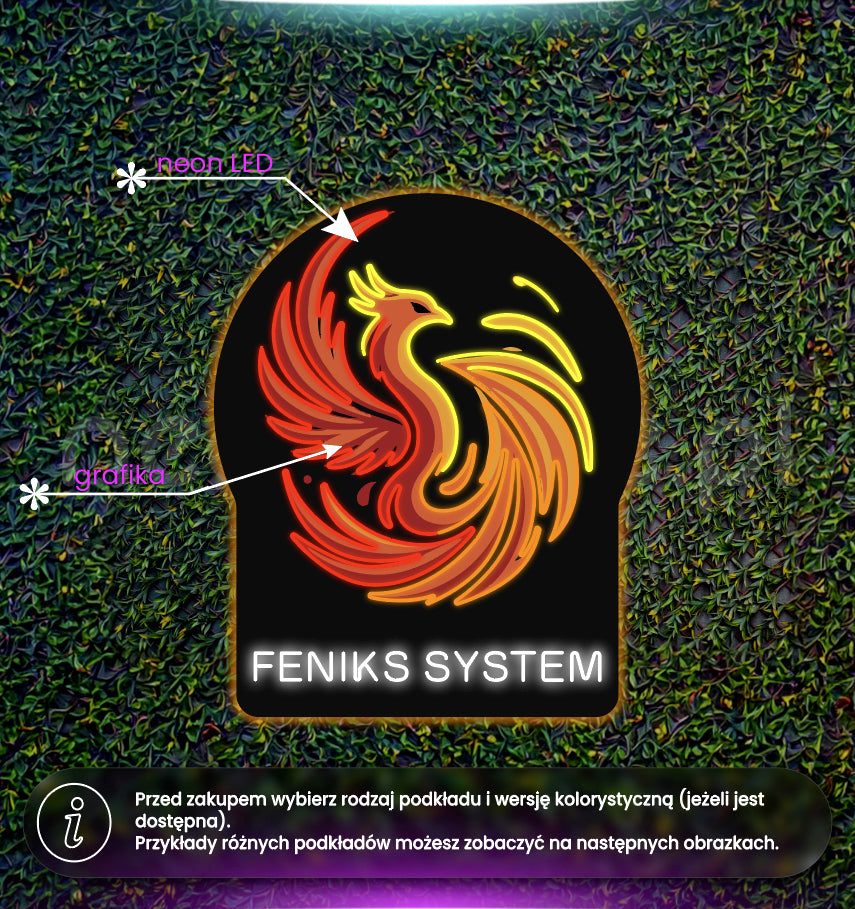 Feniks System - neon LED + podświetlenie tylne (chudszy feniks)