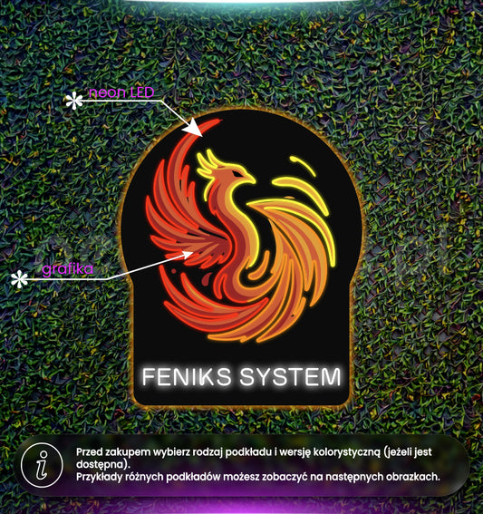 Feniks System - neon LED + podświetlenie tylne (chudszy feniks)