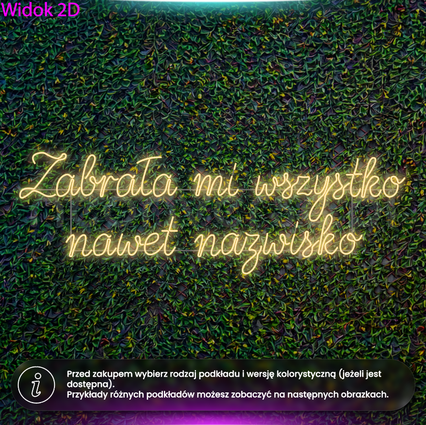 Zabrała mi wszystko, nawet nazwisko - wariant 2 - neon LED