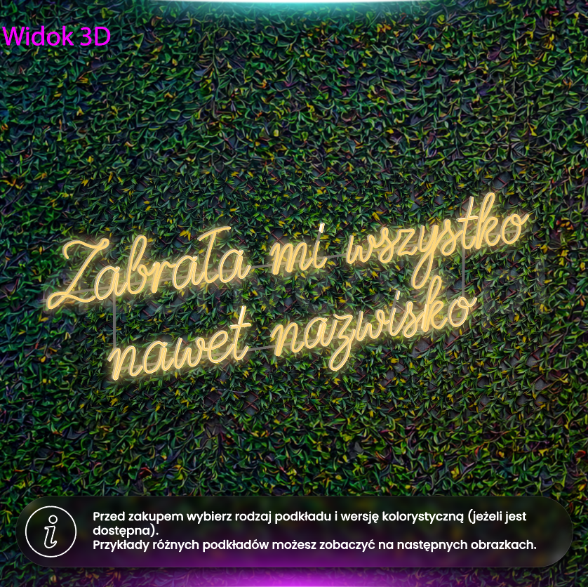Zabrała mi wszystko, nawet nazwisko - wariant 2 - neon LED