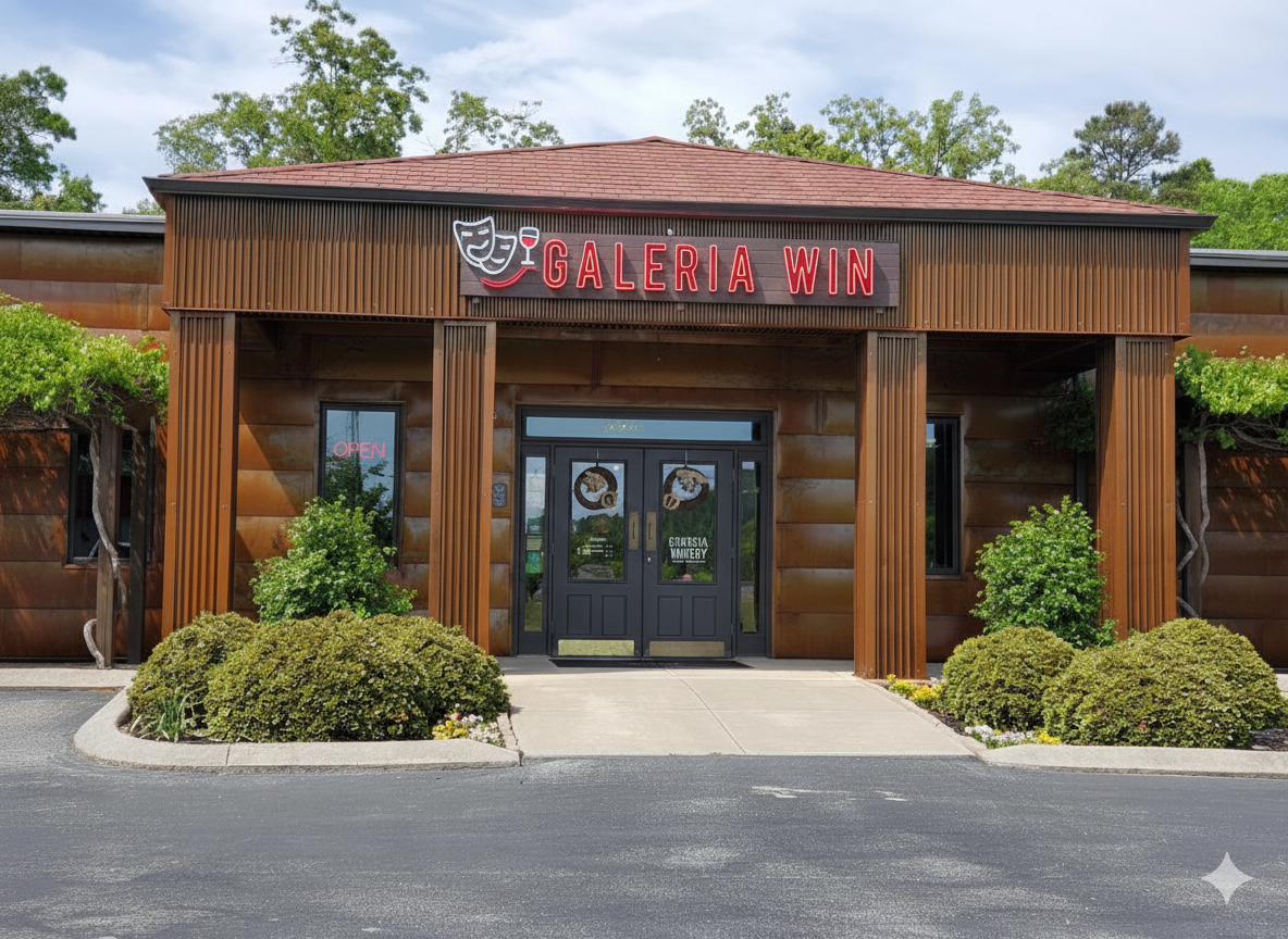 neon LED na budynku galerii win