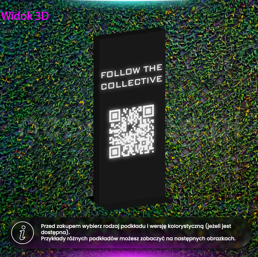 "Follow the collective" - podświetlany totem z kodem QR