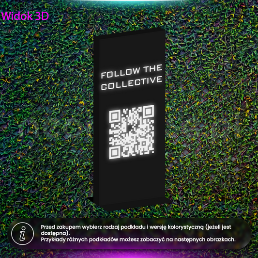 "Follow the collective" - podświetlany totem z kodem QR