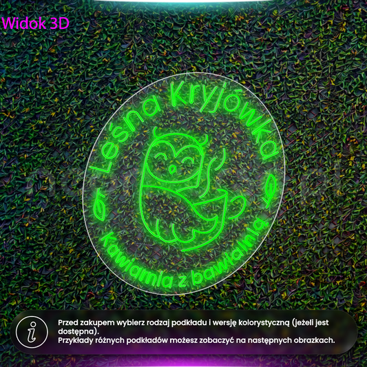 Leśna kryjówka - pełne logo - neon LED