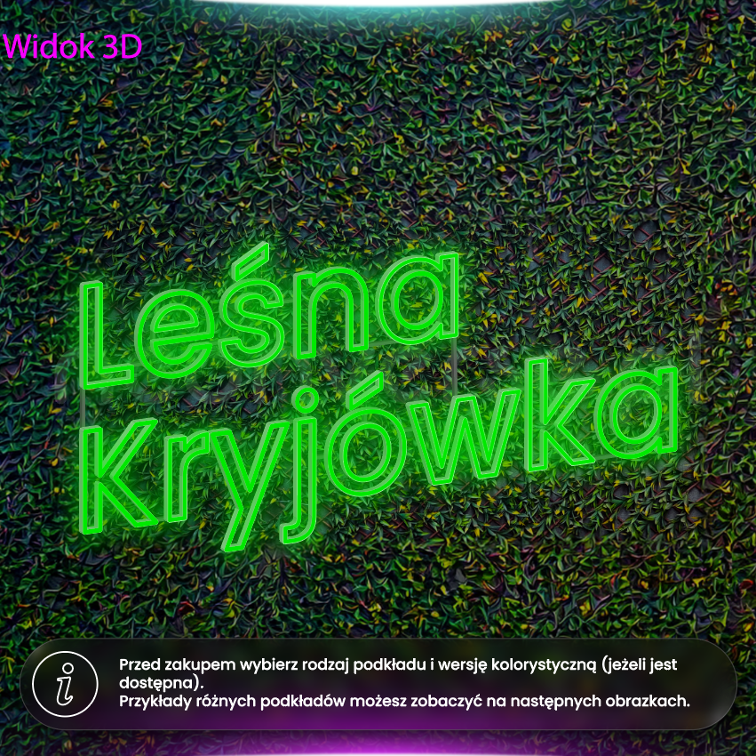 Leśna kryjówka - sam napis - neon LED