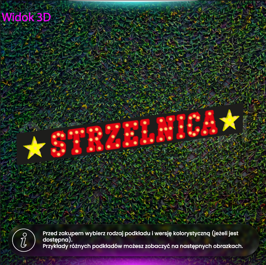 Strzelnica - litery z żarówkami