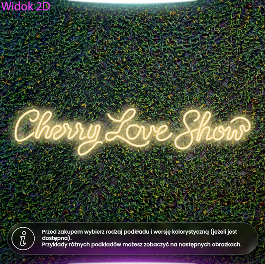 Cherry Love Show - napis czcionką odręczną - neon LED