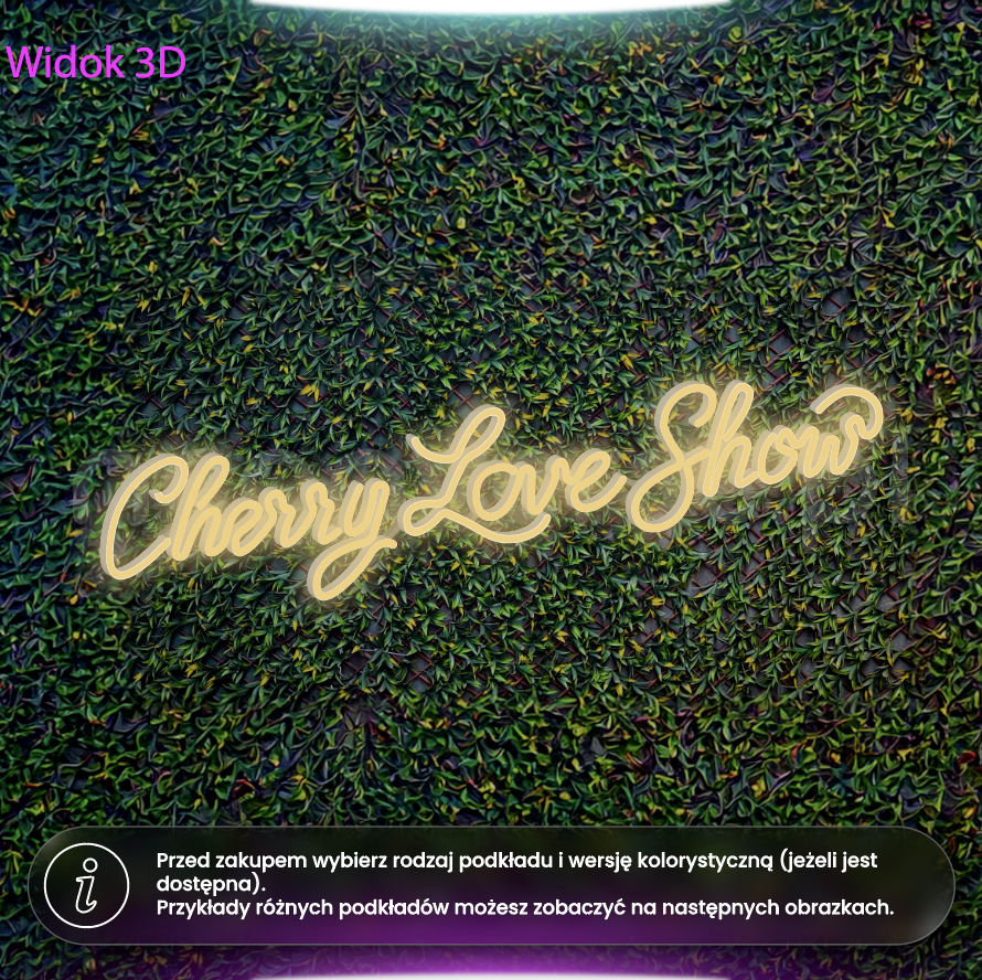 Cherry Love Show - napis czcionką odręczną - neon LED