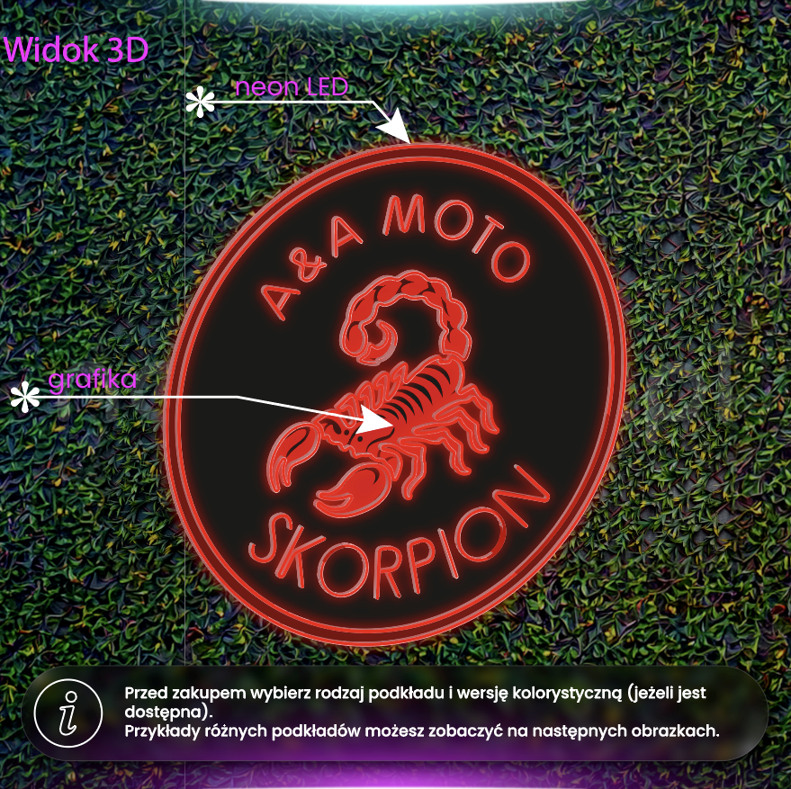 A&A Moto Skorpion - neon LED z grafiką
