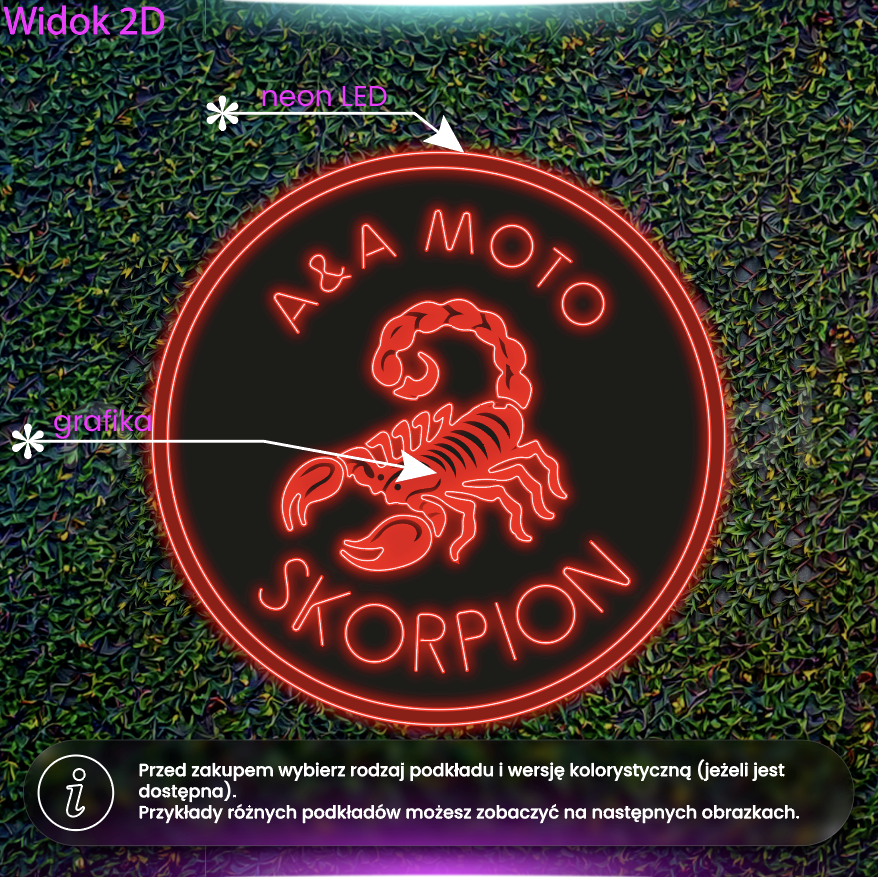 A&A Moto Skorpion - neon LED z grafiką