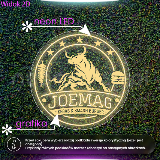 Joemag Kebab & Smash Burger - neon LED z grafiką