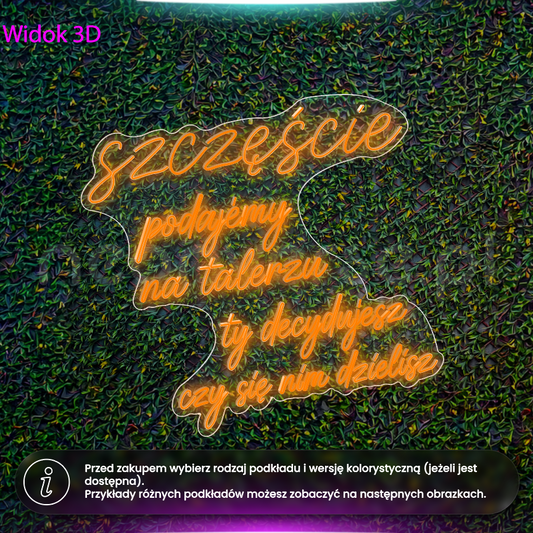 Szczęście podajemy na talerzu, ty decydujesz, czy się nim dzielisz - neon LED