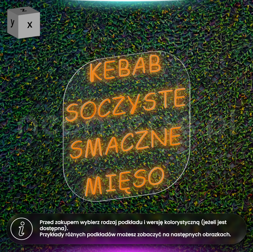 Kebab soczyste smaczne mięso - neon LED