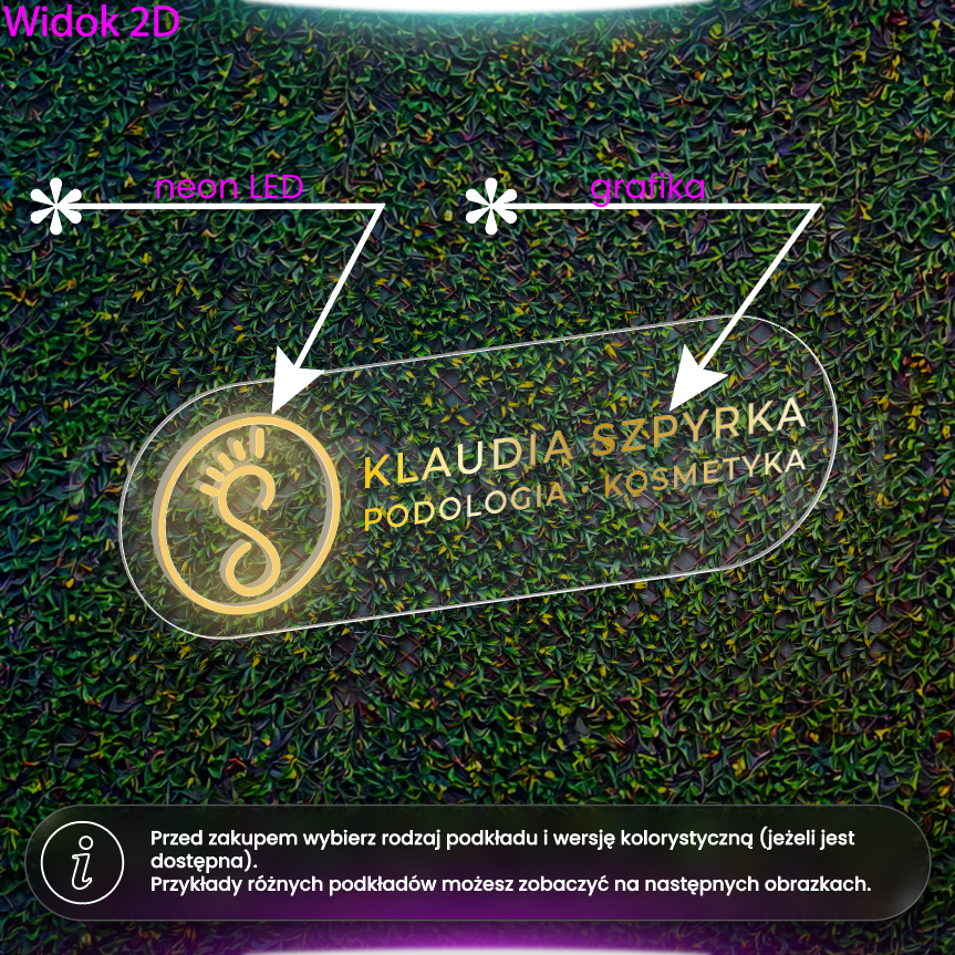 Klaudia Szpyrka - neon LED ze złotą grafiką