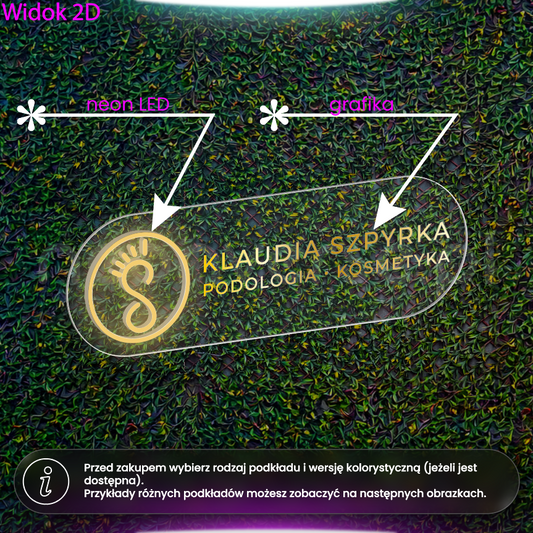 Klaudia Szpyrka - neon LED ze złotą grafiką