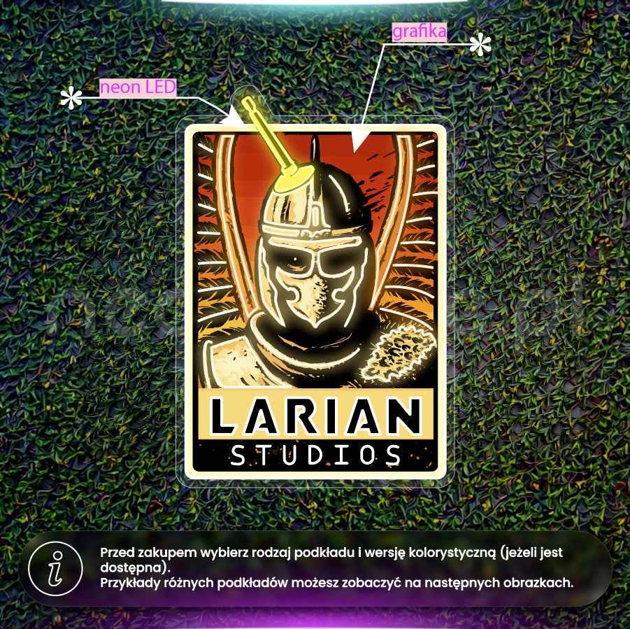 Larian Studios - neon LED z grafiką + kontroler jasności + dystanse