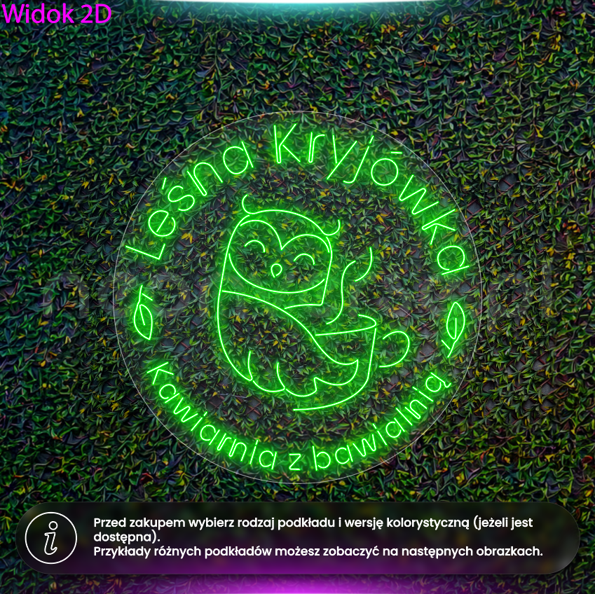 Leśna kryjówka - pełne logo - neon LED