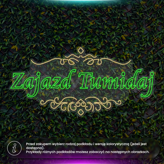 Zajazd Tumidaj napis i ornamenty