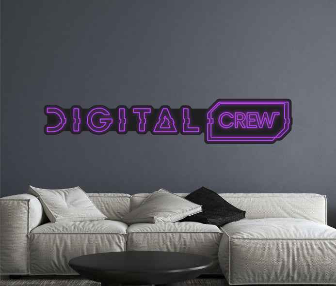 Digital Crew - neon LED z podkładem po obrysie