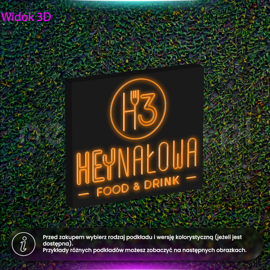 Heynałowa - neon LED na kasetonie