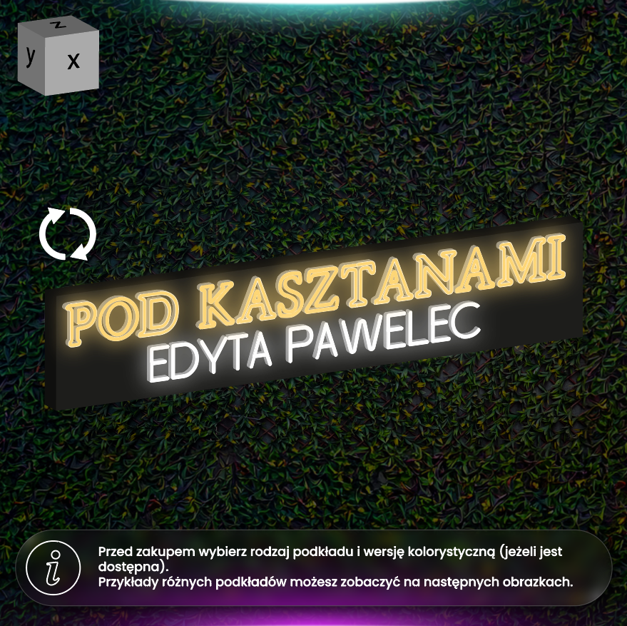 Pod Kasztanami - dwustronny neon LED z przygotowaniem do używania na zewnątrz