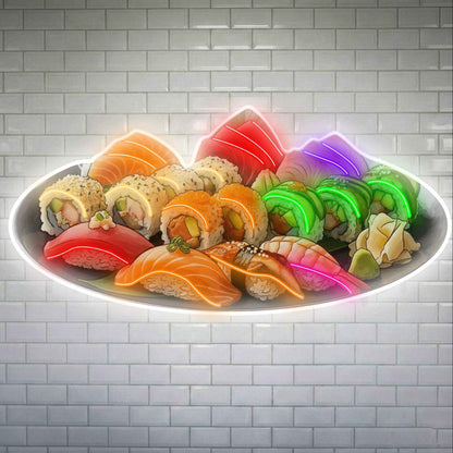 Neon Sushi na talerzu