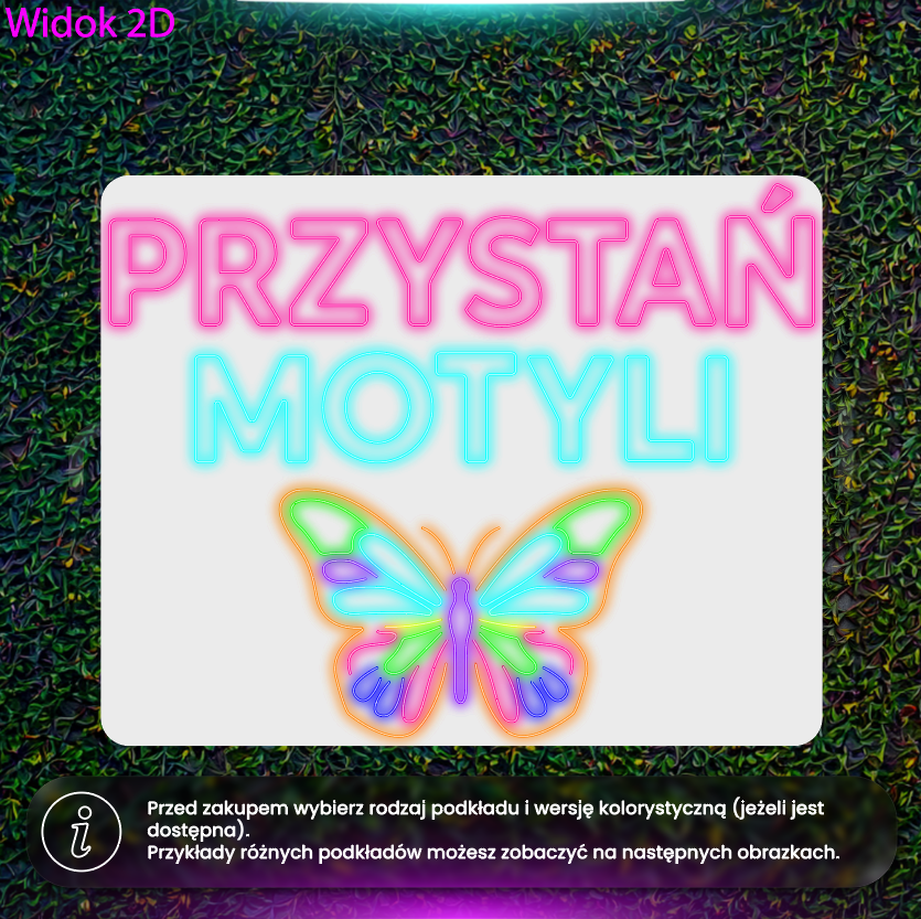 Przystań Motyli - neon LED z przygotowaniem do używania na zewnątrz