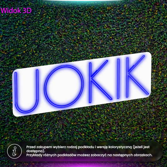 UOKIK - czcionka Poiret One - neon LED