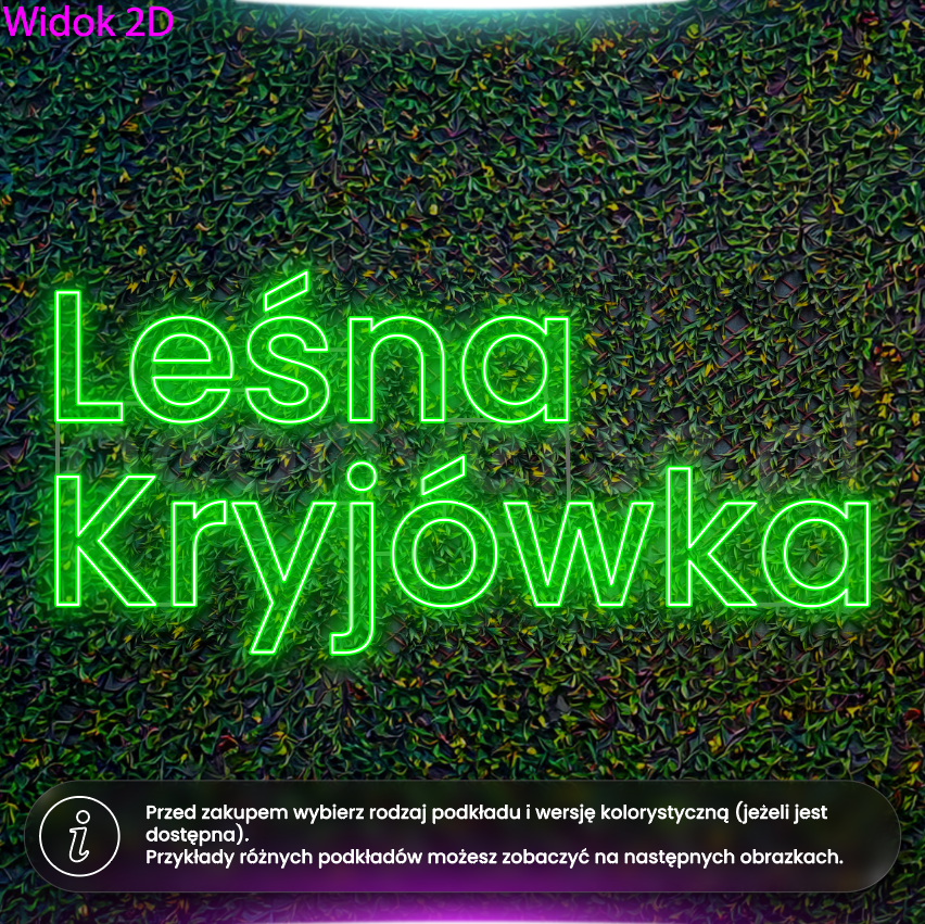 Leśna kryjówka - sam napis - neon LED