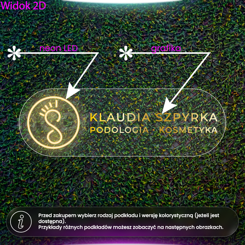 Klaudia Szpyrka - neon LED ze złotą grafiką
