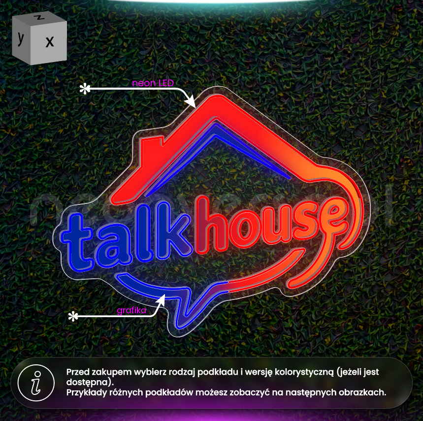 Talk House - neon LED z wypełnieniem