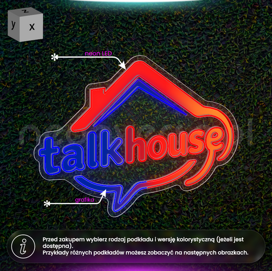 Talk House - neon LED z wypełnieniem