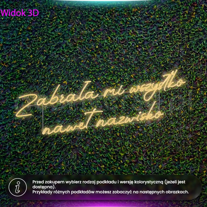Zabrała mi wszystko, nawet nazwisko - wariant 2 - neon LED