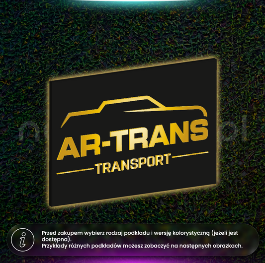 Ar-Trans czarna podświetlana tablica ze złotymi napisami z plexi